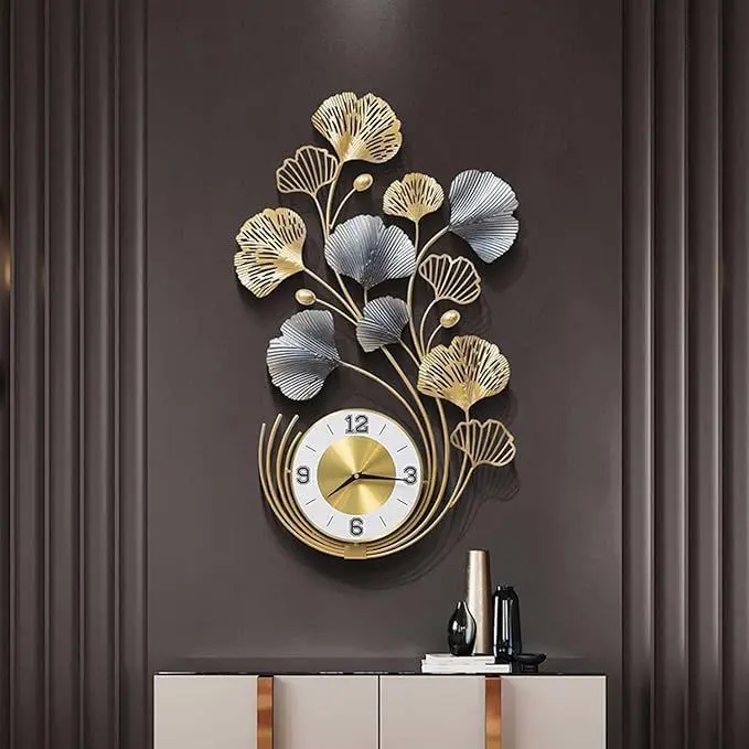 [SB-1196] Wall Clock With Leaf Design Decor