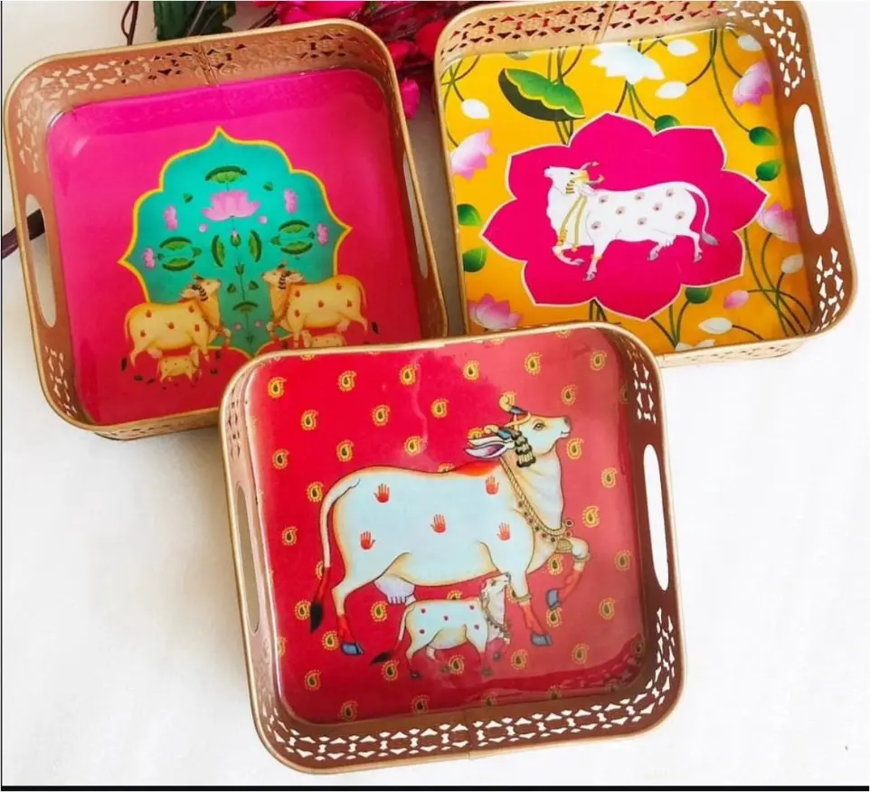 [SB-1200] Tray with Pichwai Art Decor