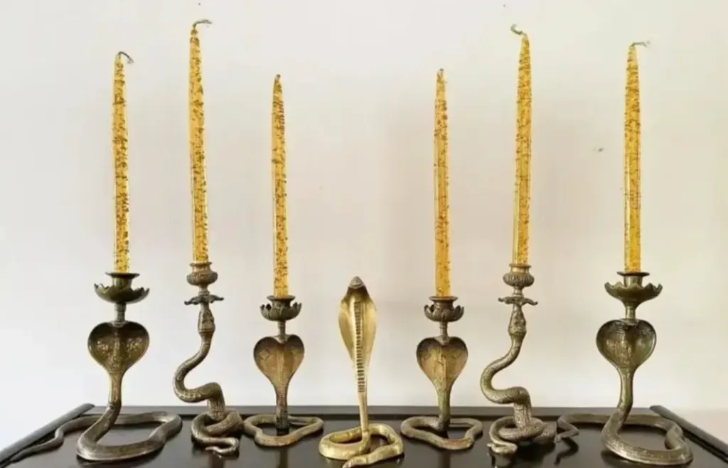 Snake Brass Candle Stand Decor
