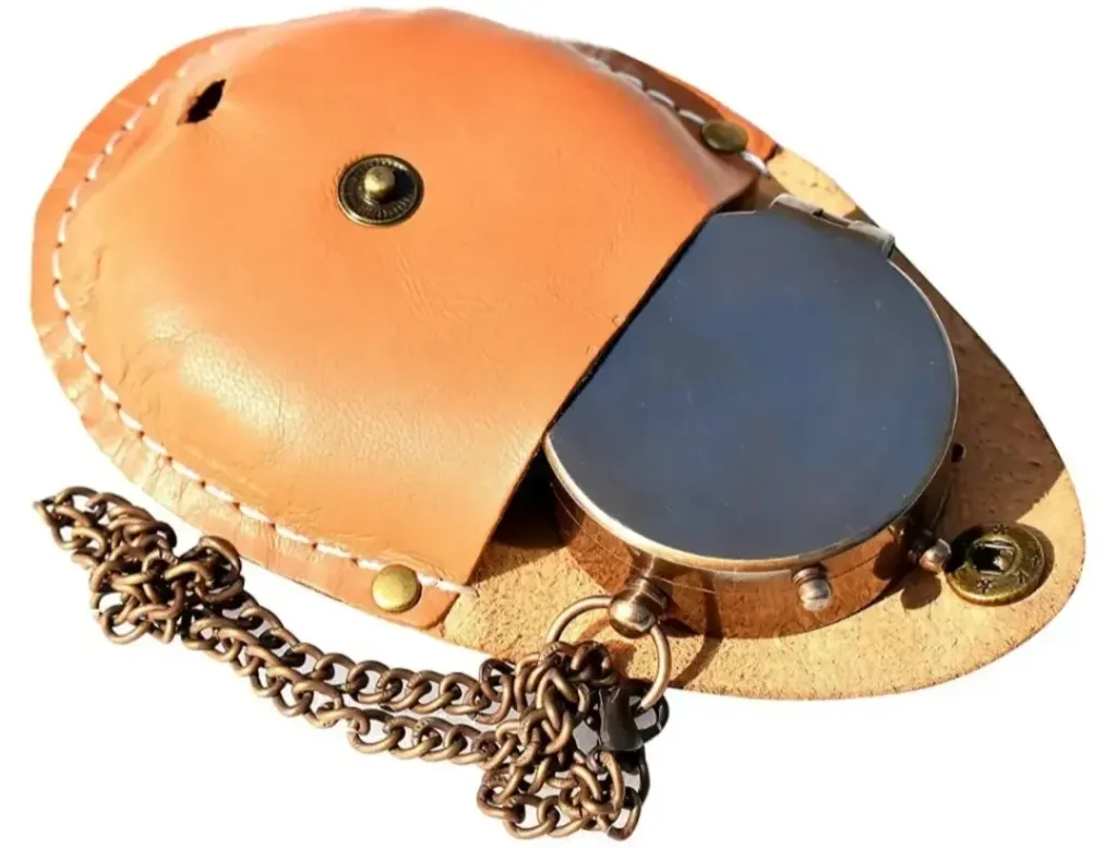 Vintage Brass Compass with Leather case