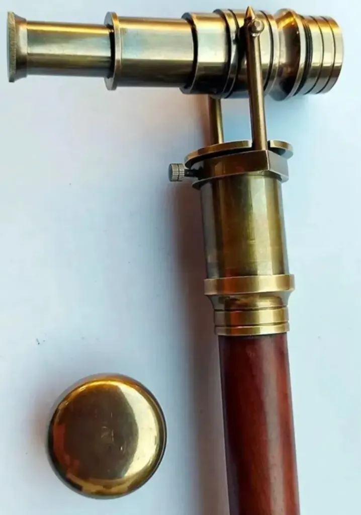 [SB-1376] Walking Stick with a Telescope and Compass