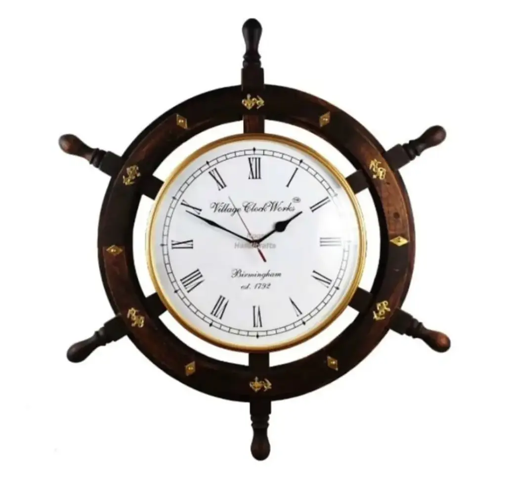 Ship Wheel-like Clock (12")