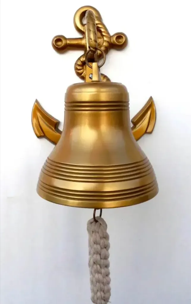 Brass Bell with Anchor Design (6")