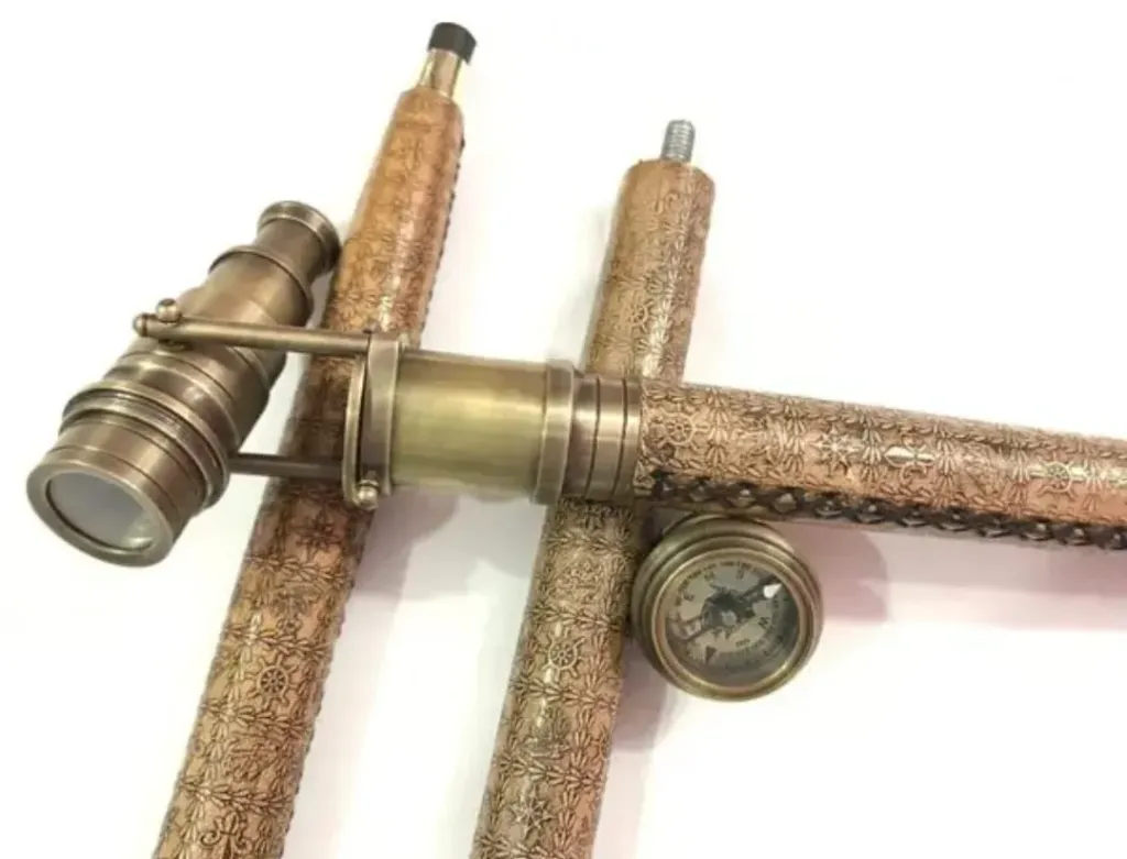 Walking Stick with a Telescope and Compass (18")